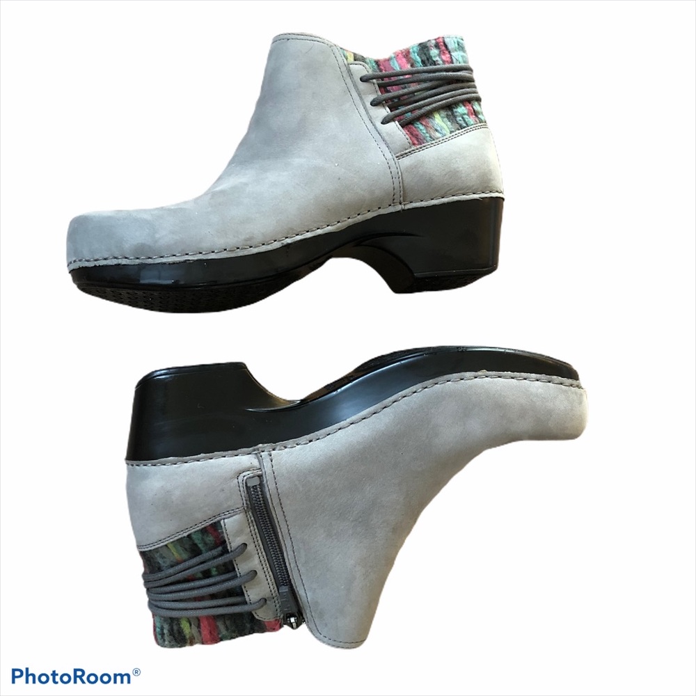 Dansko nubuk grey Tarmi clogs booties 8.5
